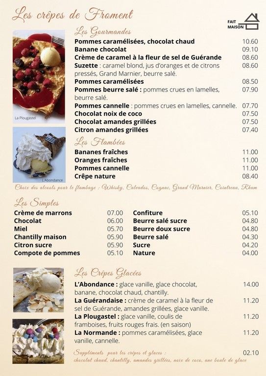 Nos crêpes et glaces