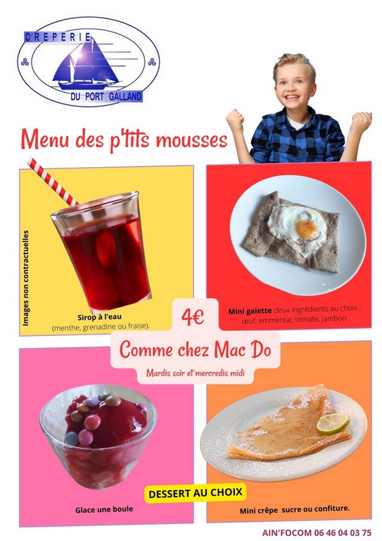 Menu à 4€ comme chez Mac do poue les petits