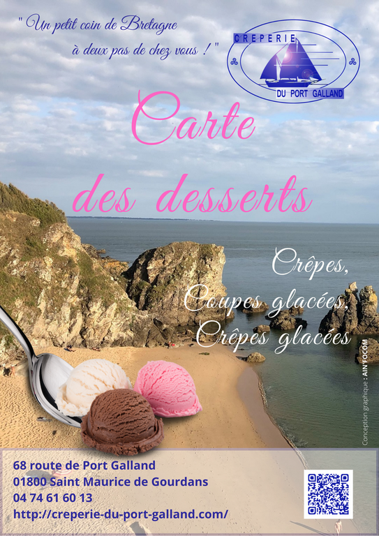 Cliquez sur les imagettes ci dessous Carte des desserts Crêperie du Port Galland