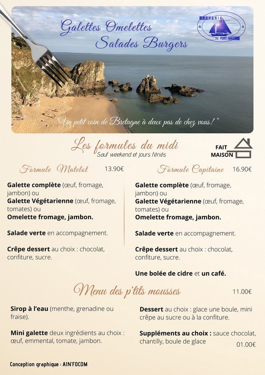 Nos galettes, salades, omelettes et burgers
