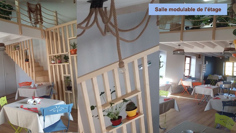 Salle de l'étage modulable : concert restaurant , exposition , repas de groupe Salle de l'etage modulable : concert restaurant , exposition , repas de groupe