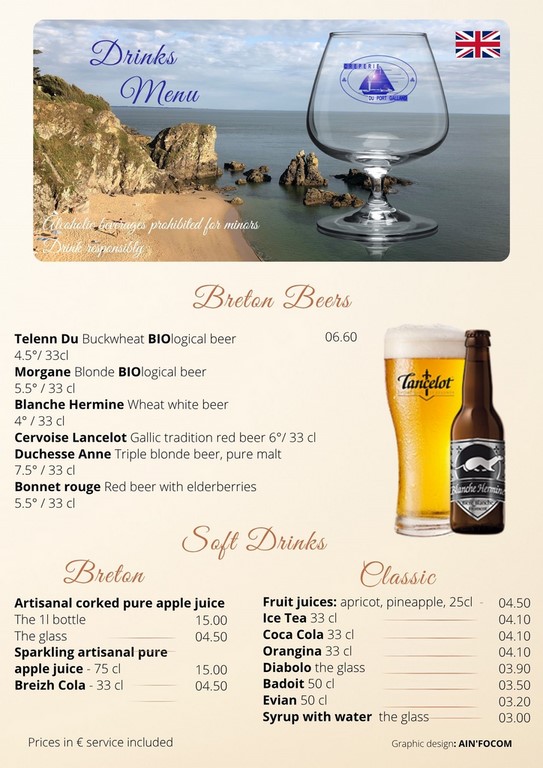 Drinks menu